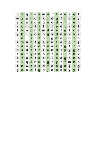 Adjectives wordsearch