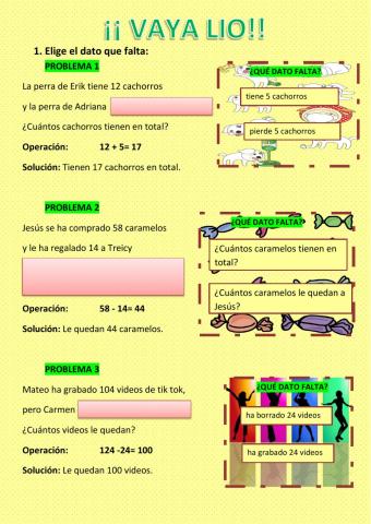 Problemas elige el dato que falta