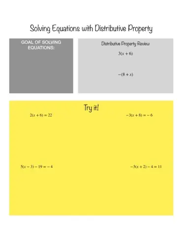 Solving Equations with Distributive Property Notes