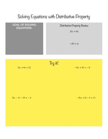 Solving Equations with Distributive Property Notes