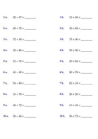 Suma de decena exacta con número menor de 100