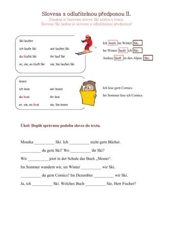 Slovesa s odlučitelnou předponou II.