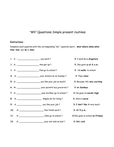 -wh- questions simple present-routines