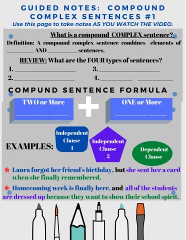 Complex Sentences GUIDED NOTES