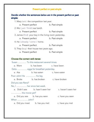 Present perfect or past simple