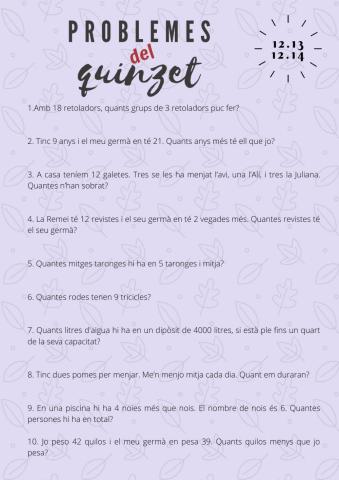 Problemes del quinzet 12.13 i 12.14