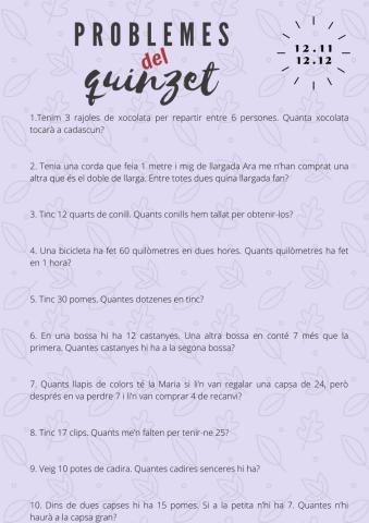 Problemes del quinzet 12.11 i 12.12