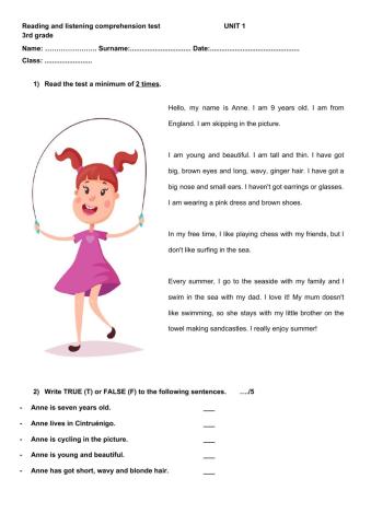 Reading and listening Description