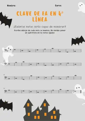 Notas en clave de fa en 4ª