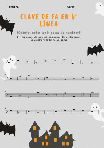 Notas en clave de fa en 4ª