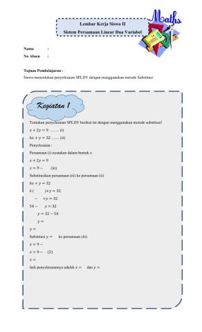 SPLDV Metode Substitusi