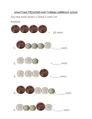 Counting trinidad and tobago money: coins