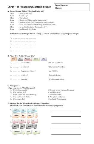 Fragesatz mit W-Fragen und Ja-Nein Fragen