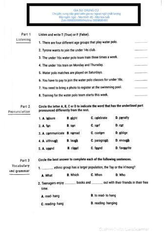 English 8 - 45' Test 1