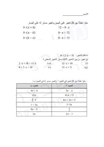 قانون التوزيع للصف السابع