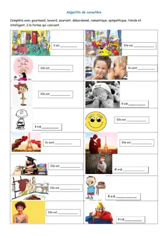 Les adjectifs de caractère