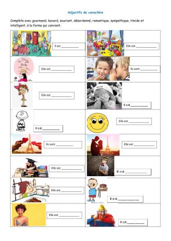 Les adjectifs de caractère