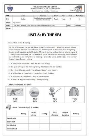 Worksheet 13: by the sea