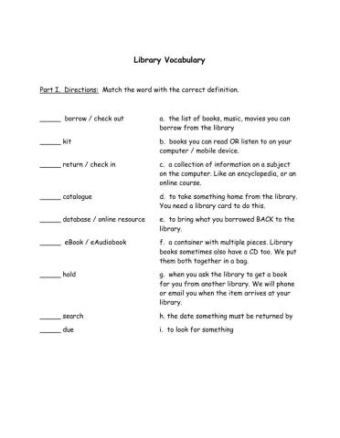 Library Vocabulary