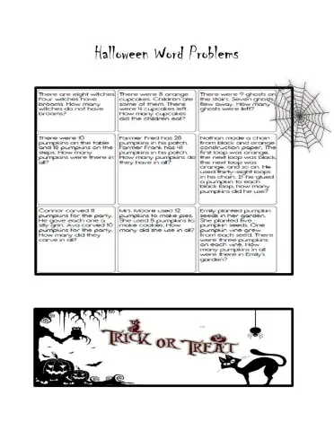 Halloween Word Problems