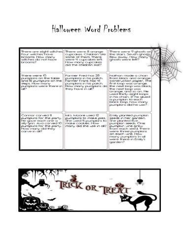 Halloween Word Problems