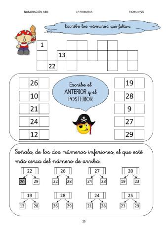 Numeración abn 1º primaria ficha 25