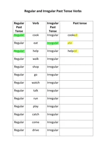 Regular and Irregular Past Tense