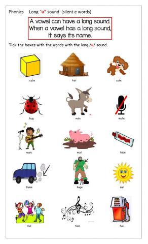 Silent e Long u sound