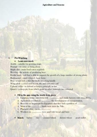 Agriculture and Seasons