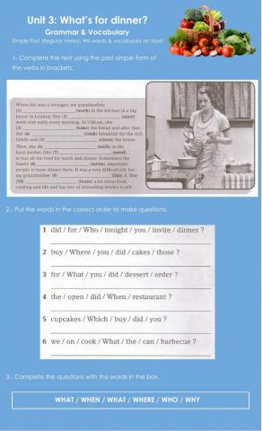 Simple Past & Vocabulary on Food