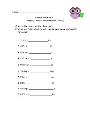 Changing Units of Measurement