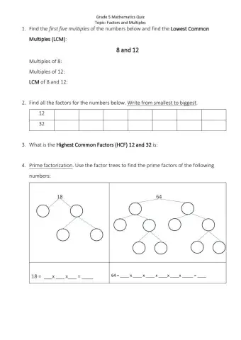 Factors and Multiples