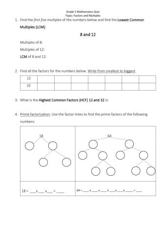 Factors and Multiples