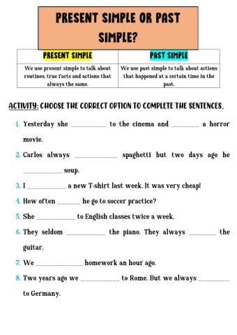 Past Simple VS Present Simple