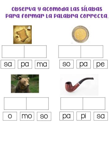 Acomoda Sílabas M,S,P