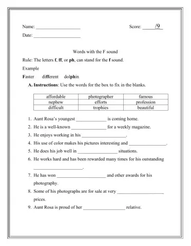 Words with the F Sound