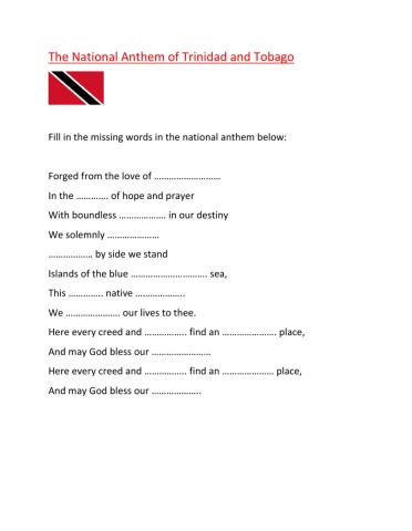 The National Anthem of Trinidad and Tobago