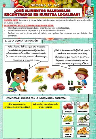¿qué alimentos saludables encontramos en nuestra localidad?