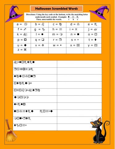 Halloween - Unscramble the words