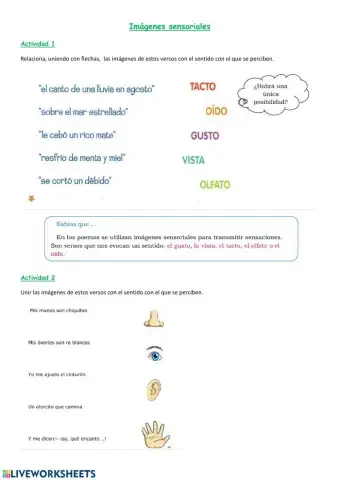 Poesía: imágenes sensoriales