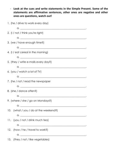 Simple present statements