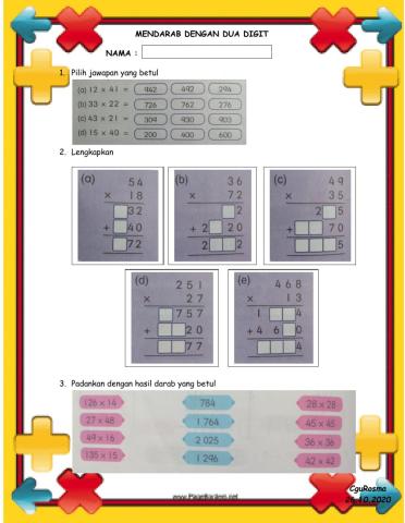 MENDARAB DENGAN DUA DIGIT - MATEMATIK TING. 1 KSSMPK by CguRosma