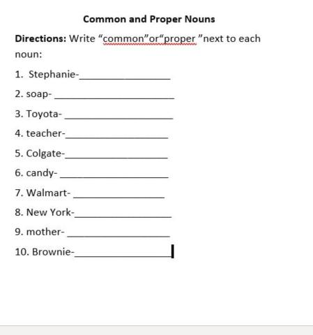 Common nouns and poper nouns