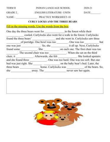 English Comprehension: Curlylocks and the three Bears