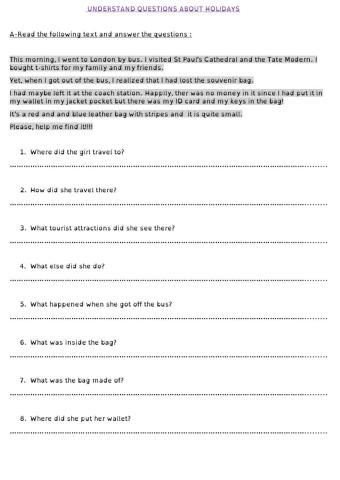 Asking questions about last holidays