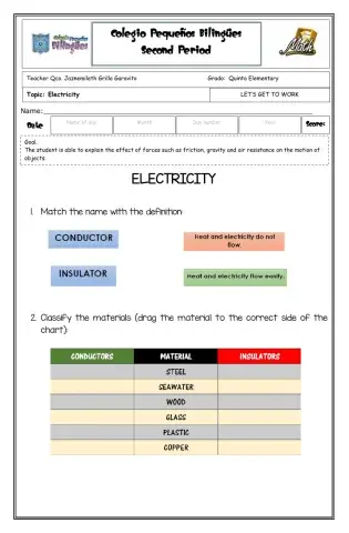 Lets get to work - Electricity -fifth grade- fourth term -2020
