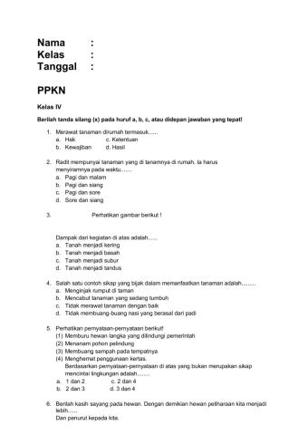Latihan PKN tema 3