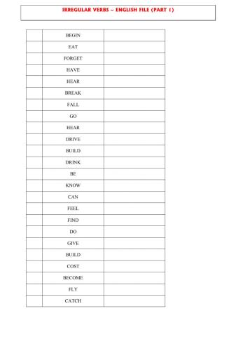 Irregular verbs - part 1