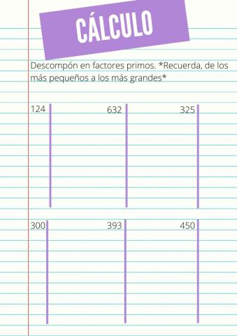 Descomposición en factores primos - Cálculo