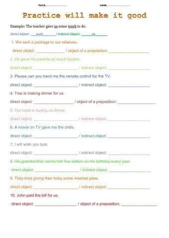 Direct and indirect object